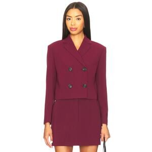 THEORY Admiral Double Breasted Crop Jacket in Grenache